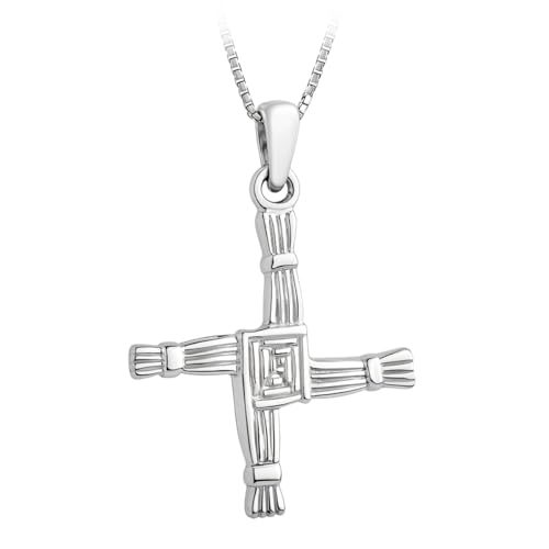 Biddy Murphy Irish 925 Sterling Silver Saint Brigid Cross Necklace, Traditional Celtic Heritage Jewelry, 7/8