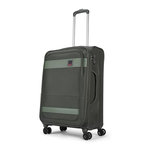 Image of VIP Triumph 8 Wheel Check-in (Medium Size) Soft Case Trolley Bag | TSA Lock | Expandable Polyester Luggage | 3 Year International Warranty | Anti-Theft Zipper | 69 CM Suitcase for Travel | Ivory Green