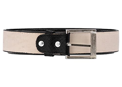 El Presidente Mens Black Snake Python Print Leather Cowboy Belt Silver Buckle3