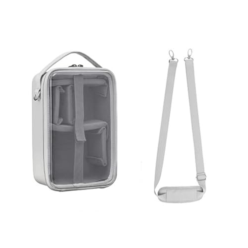 ZLYLVRC Micro Camera DIY Digital Organizer Bag with Dividers, Transparent Top PU PVC Storage Case for DJI Pocket 3 & Accessories, Lightweight Water-Resistant Shoulder Handbag (Silver-Gray)