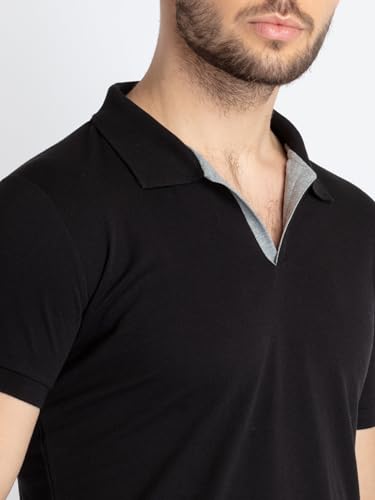 Image of Status Quo Men's Polo T-Shirt | Rich Cotton Blend | Slim Fit | All Day Comfort | Contrast Inner Placket | Polo Collar