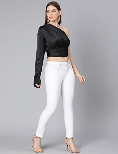 Image of oxolloxo Pestal Coral one Off Shoulder Women Satin Crop top