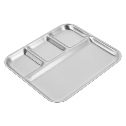 Cabilock Stainless Steel Compartment Tray Divided Dining Plate for Home Tableware