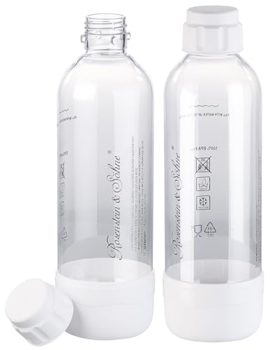 Rosenstein & Söhne Wasser-Sprudler: 2er-Set PET-Flasche für Getränke-Sprudler WS-300.multi, 1 l (Soda mit Wasserflasche, Soda Streamer, Stream)