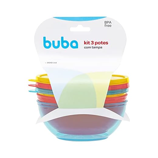 Buba, 16175, Kit 3 Potes Com Tampa, Colorido