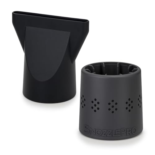 SnozzlePro Universal Hair Dryer Attachment Adapter with Concentrator Nozzle Replacement - Fits Most Blow Dryer Diameters from 1.5” to 2.25” (2-Piece Set)