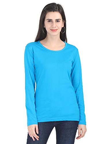 Image of FLEXIMAA Women's Cotton Plain Round Neck Full Sleeve T-Shirt