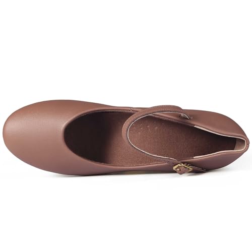 Image of Linodes PU Leather Ankle Strap Character Shoe 1.55'' Dance Shoes for Women-UPD