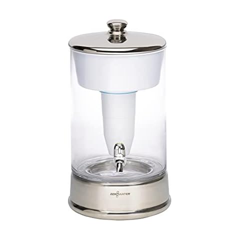 ZeroWater Zero Water ZBD-040-1 2.5 Gallon Beverage Water Dispenser, Clear/Chrome, 18/8 Stainless Steel, 1 Cover