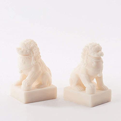 Statues de lion et bouddha pour bibliothèque d'étude et décoration de salon zen