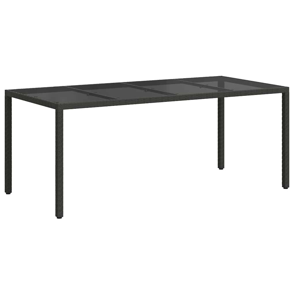 Stół ogrodowy, czarny, polirattan, 190 x 90 x 75 cm, stabilna, malowana proszkowo rama stalowa, na taras, do ogrodu, na balkon, do jedzenia, pikniku, dla rodziny, gości