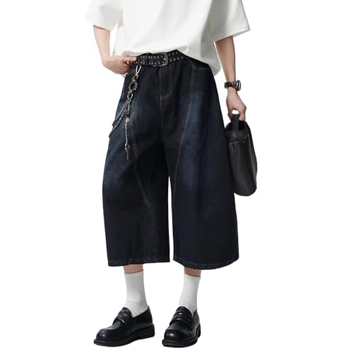 Short en jean pour homme d'été ample denim robuste broderies soignées