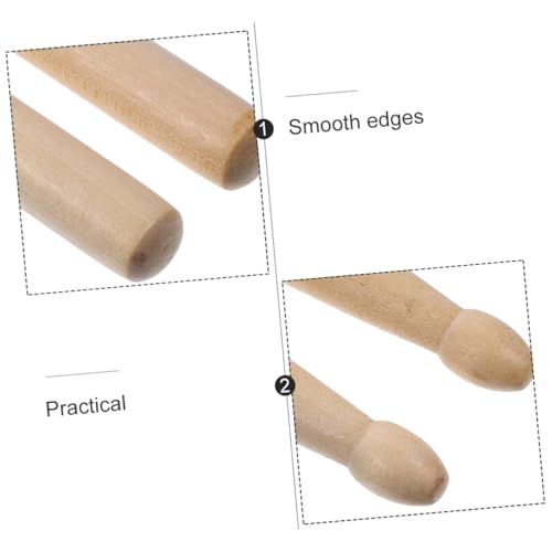 Beavorty 12 pares baquetas de madera de arce 5a con puntas redondas para práctica de batería miniatura 3