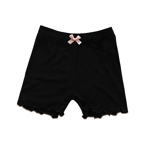 Tumble Shorts Wooden Ear Trim Solid Color Bow Decorated Shorts Home Pants Leggings for 3 to 10 Years Outfits for