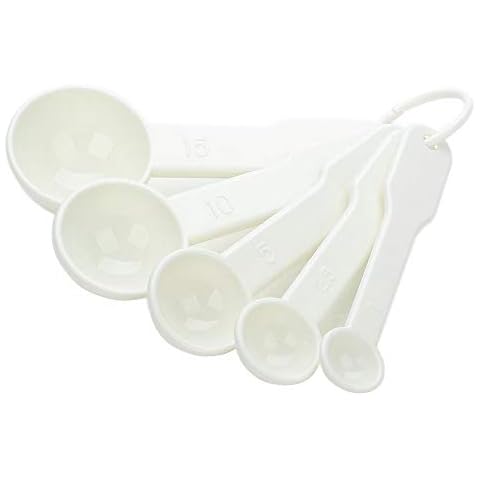 Bezall 5 in 1 White Plastic 1g 2.5g 5g 10g 15g Measuring Spoons Set Kitchen Baking Tools Cover