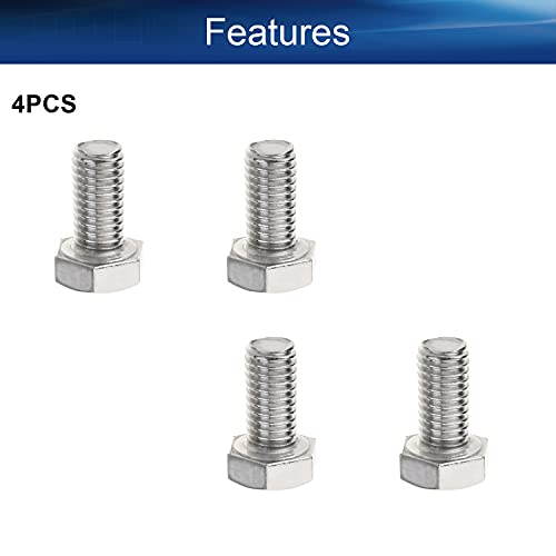 Image of Bettomshin 4Pcs M8 x 16mm Hex Bolts, 304 Stainless Steel 1.25mm Thread Pitch Fully Threaded Metric Hex Head Screw Bolts, Hexagon Screw Bolt, Hex Tap Bolts, Silver (Overall Size 20.8x13x13mm)