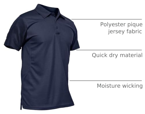 Image of MAGCOMSEN Men's Polo Shirt Quick Dry Performance Short Sleeve Tactical Shirts Pique Jersey Golf Shirt