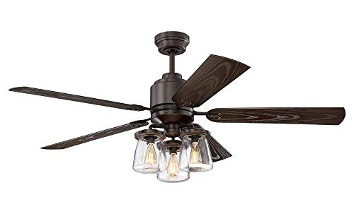 Litex Cos52Osb5Lr Andrus - 52 Inch Ceiling Fan With Light Kit, Bronze Finish With Bronze Blade Finish With Clear Glass #TOP17