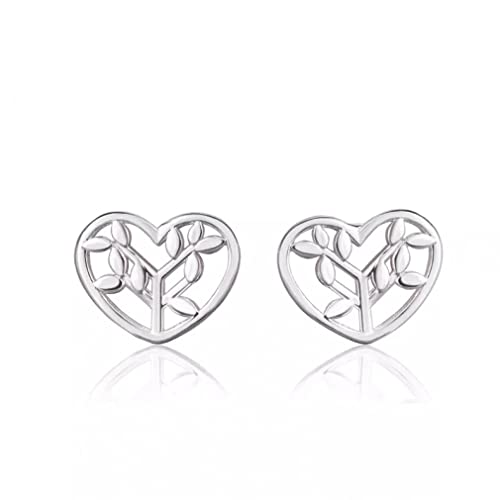 Boucles d'oreilles arbre à cœur en argent sterling 925 élégantes pour femmes