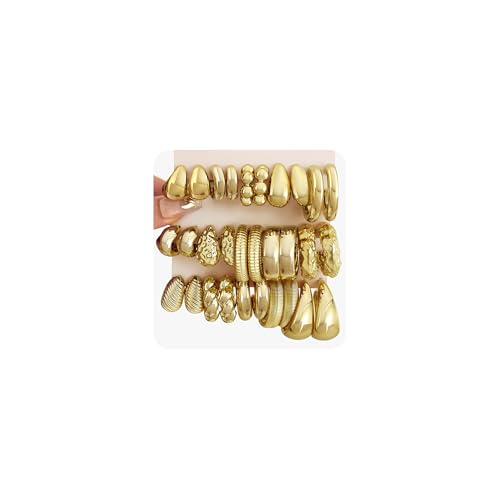 Opiniones y reviews de Aretes de Moda para Mujer al mejor precio. 46 Juego de 46 pares de aretes de aro dorados para mujeres, paquete multipack de aretes de perlas trenzadas gruesos hipoalergénicos de moda, paquetes de aretes de aro pequeños y...
