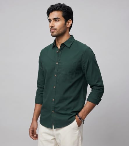 Image of Amazon Brand - INKAST Men Solid Cotton Shirt | Casual Wear | Basic Essential Plain Everyday & Office Wear | Full Sleeve | Regular Fit