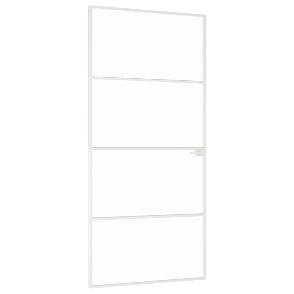 Puerta interior blanca 93x201,5 cm templado vidrio aluminio fino