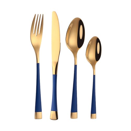 Blue-Gold Silverware ZILNEHZ Flatware Set for 12 Stainless Steel Cutlery Set Elegance Luxury Tableware Set Forks and Spoons Utensil Sets for Home Restaurant Dishwasher Safe