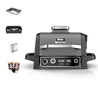 Ninja Woodfire Barbecue Elettrico, Affumicatore e Friggitrice ad Aria 7 in 1, per Grigliare,...