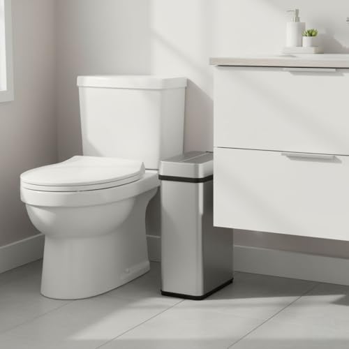 Tacho de basura rectangular acero inoxidable 15 litros con sensor miniatura 2