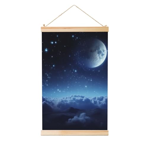 Peinture murale lune et étoiles pour habiller un mur vide sans acheter de cadre photo