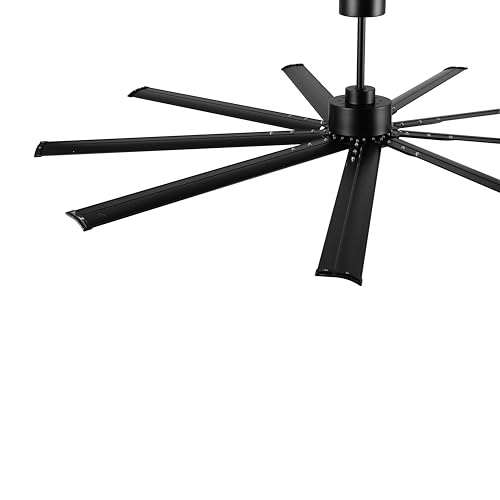 Ledlux 84 Inch Ceiling Fan No Light Black, Reversible Dc Motor, 6 Speed Remote Control, Industrial 9 Aluminum Blades With 4.5 Inch/12 Inch/24 Inch Downrods For Home Or Commercial thumb #7