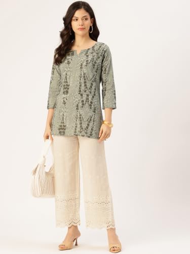Image of Elegant Printed Short Kurti - Soft Cotton, Everyday Style, Sizes S-XXL.