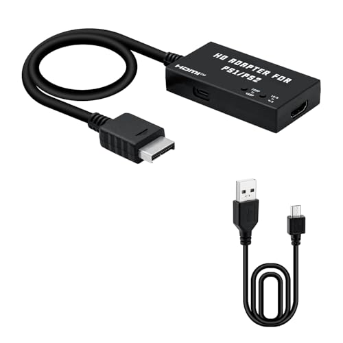 Mcbazel PS2 to HDMI Adapter for PlayStation 2 & 1, HDMI Converter Supports 4:3/16:9 Aspect Ratio Switch, 480p/720p Output, Plug & Play, Compatible with PS1/PS2 Phat & Slim