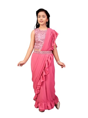 Image of Aarika Girls Ethnic Wear Green Colour Sequin Embroidery Georgette Lehenga Choli Set With Attached Dupatta