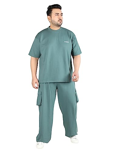 Image of CHKOKKO Men's Plus Size Terry Cotton Loose Fit Half Sleeves T-Shirt