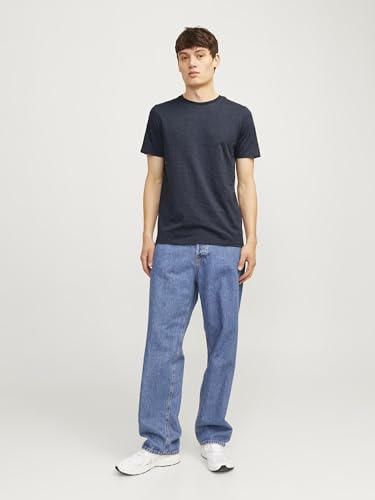 JACK & JONES Herren JJEORGANIC Melange Tee SS O-Neck NOOS T-Shirt, Navy Blazer/Detail:Melange, Small – Ansicht 4