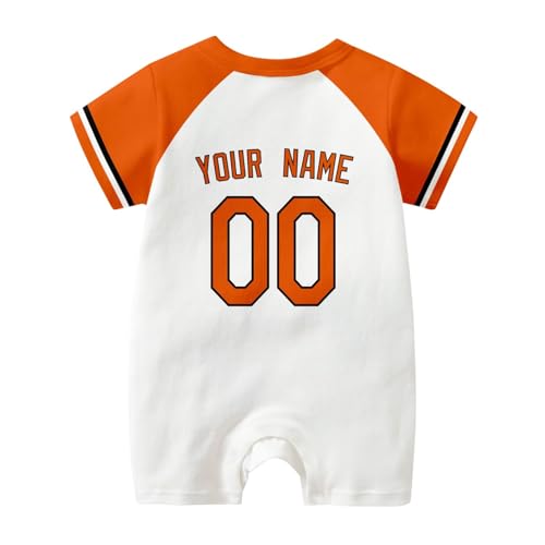 Image of KREDE Baby Clothes Unisex Bodysuit White Custom Name Number for Baby Boys