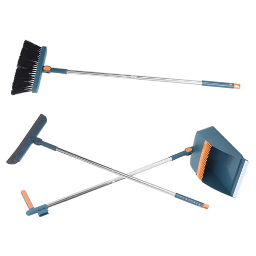 DECORNIJIA 室内用ロングハンドルほうきちりとり 耐久性 ステンレス製 多機能掃除道具 バスルーム床掃除に エルゴノミックグリップ付きスリッ