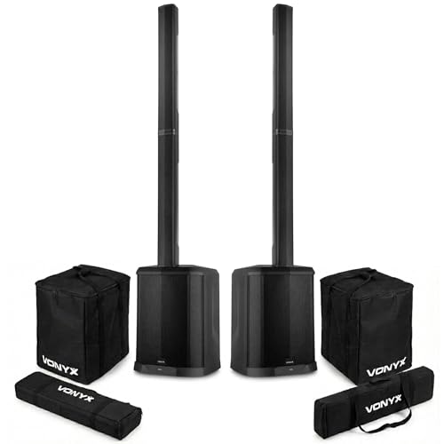 VONYX VX822 Pack 2 Enceintes Actives 3600W avec BT Stéréo + Housses - Système Sono DJ Puissant pour Soirées, Concerts et Événements