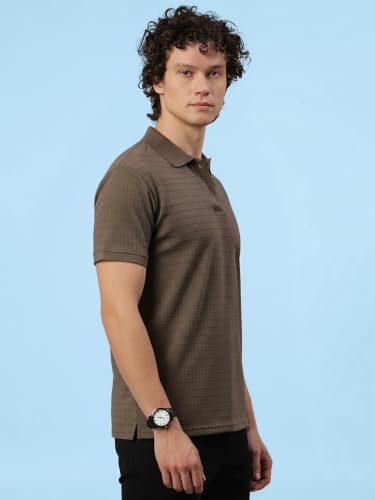 Image of Lux Nitro Men's Self Knitted Premium Cotton Blend Solid Polo T-Shirt | Soft Texture | Classic Collar | Short Sleeve Casual Wear