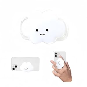 Yuibthr Phone Grip Cute 2D Cloud Shape Collapsible Expandable, Smartphone Tablet Cell Phone Grip Stand Holder (White)