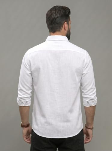 Image of NexaFlair Men's Regular Fit Solid Pattern Laffer Cotton Shirt with Long Sleeve Collared Neck Standard Length and Button Down Closure Type | Mens Casual Shirts | Man's Formal Shirts