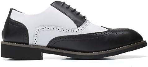 Mens Lace Up Dress Shoes Modern Formal Business Wingtip Oxford Derby Black-White 10 US | Image 2
