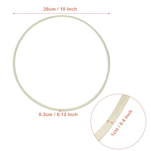 Image of Hitefu 10 Inch Bamboo Floral Hoop Rings, 6 Packs (26cm) | Large Wooden Embroidery Hoops, For Crafts, Dream Catcher, Wedding & Hanging, Wreath
