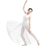 ODASDO Women Lyrical Dance Long Dress Modern Contemporary Dancewear Ballroom Costume Shiny Sequins...