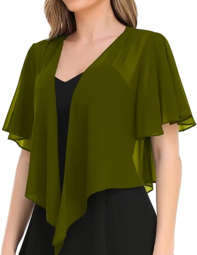 Image of Women's Solid Puff Sleeve Kimono Short Cardigan Loose Cover Up Casual Blouse Top Chiffon