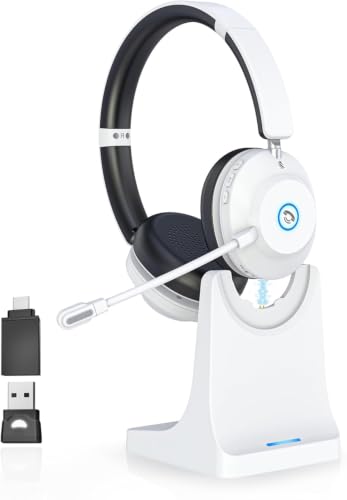 Image of Bluetooth Headset with Microphone, Wireless Headset AI Noise Cancelling