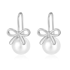 C-Silver Bow Pearl Earrings