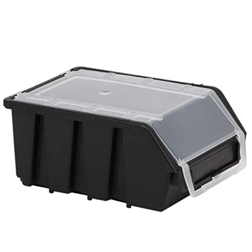 Boîte de rangement empilable en plastique avec couvercle Noir 1 l Cover