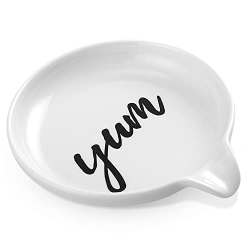 Ultimate Hostess Oversized Farmhouse Spoon Rest - Ceramic Spoon Rest for Stove Top Cooking, 1 PK - Spoon Holder for Stove Top - White Spoon Rest for Kitchen Counter - Cute and Sturdy Utensil Rest